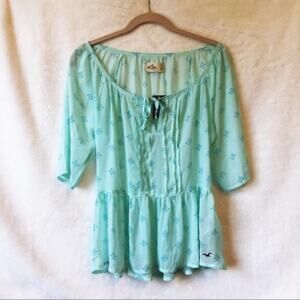 Hollister Teal Peplum Top